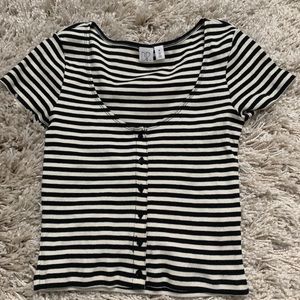 BP black&white striped crop top